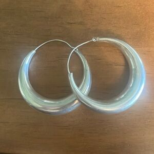 Silver Crescent Hoops